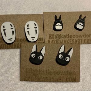 Studio Ghibli Handmade Wooden Post Earrings